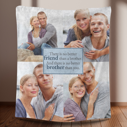 Personalized 4 Photos Fleece Blankets for Brother