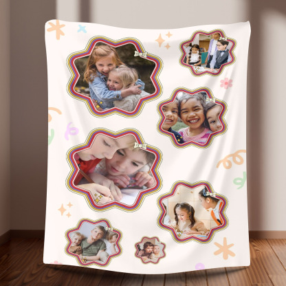 Custom 7 Photos Fleece Blanket Gift for Kids Baby
