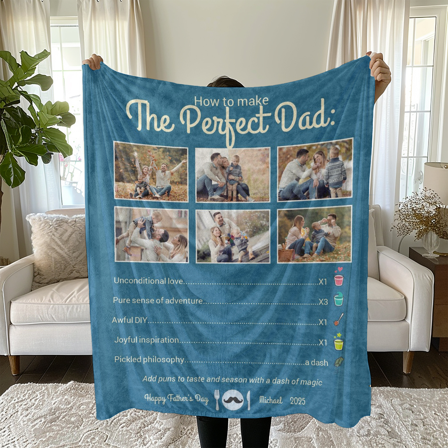 Perfect Dad 6 Photos Fleece Blankets