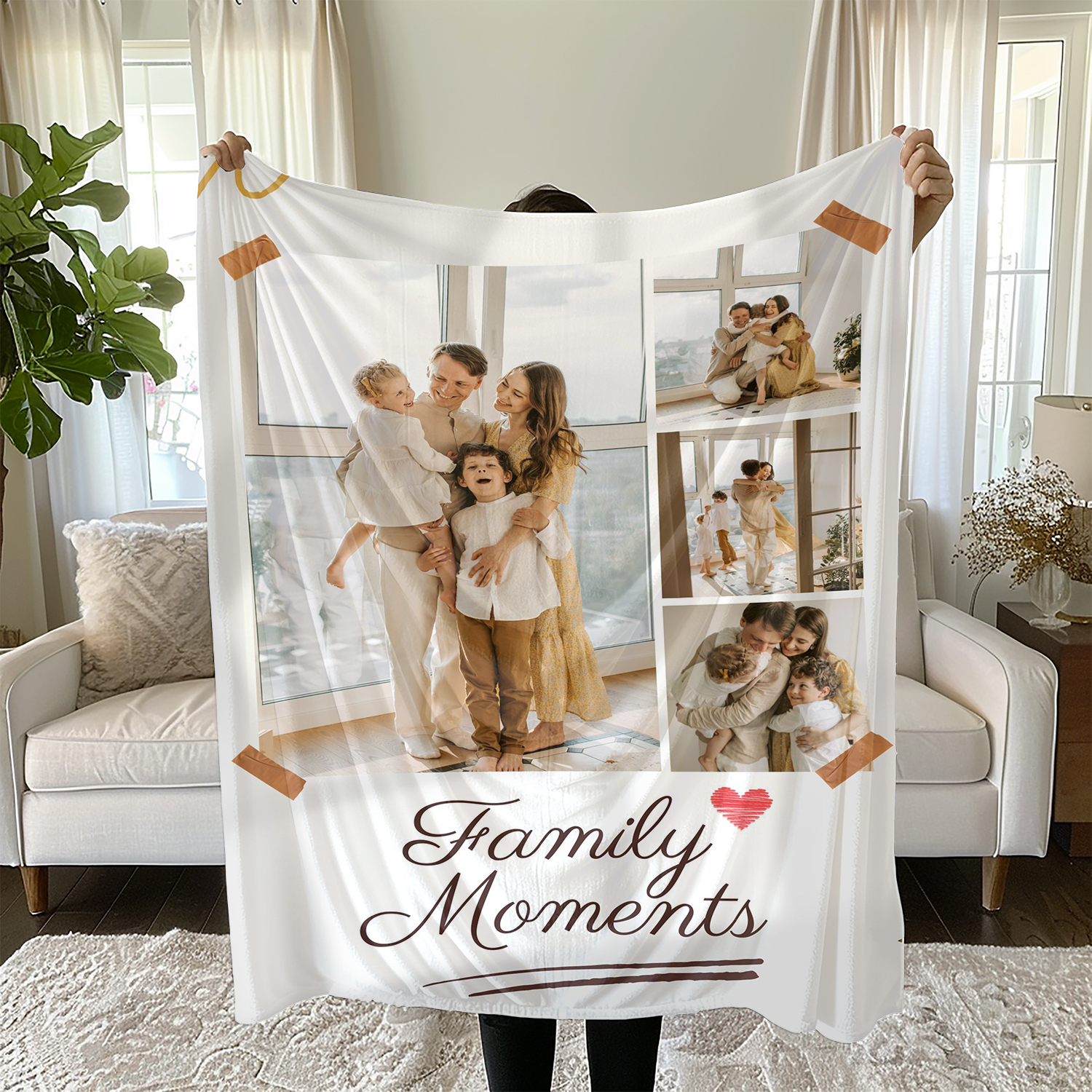 Family Moments 4 Photos Fleece Blankets