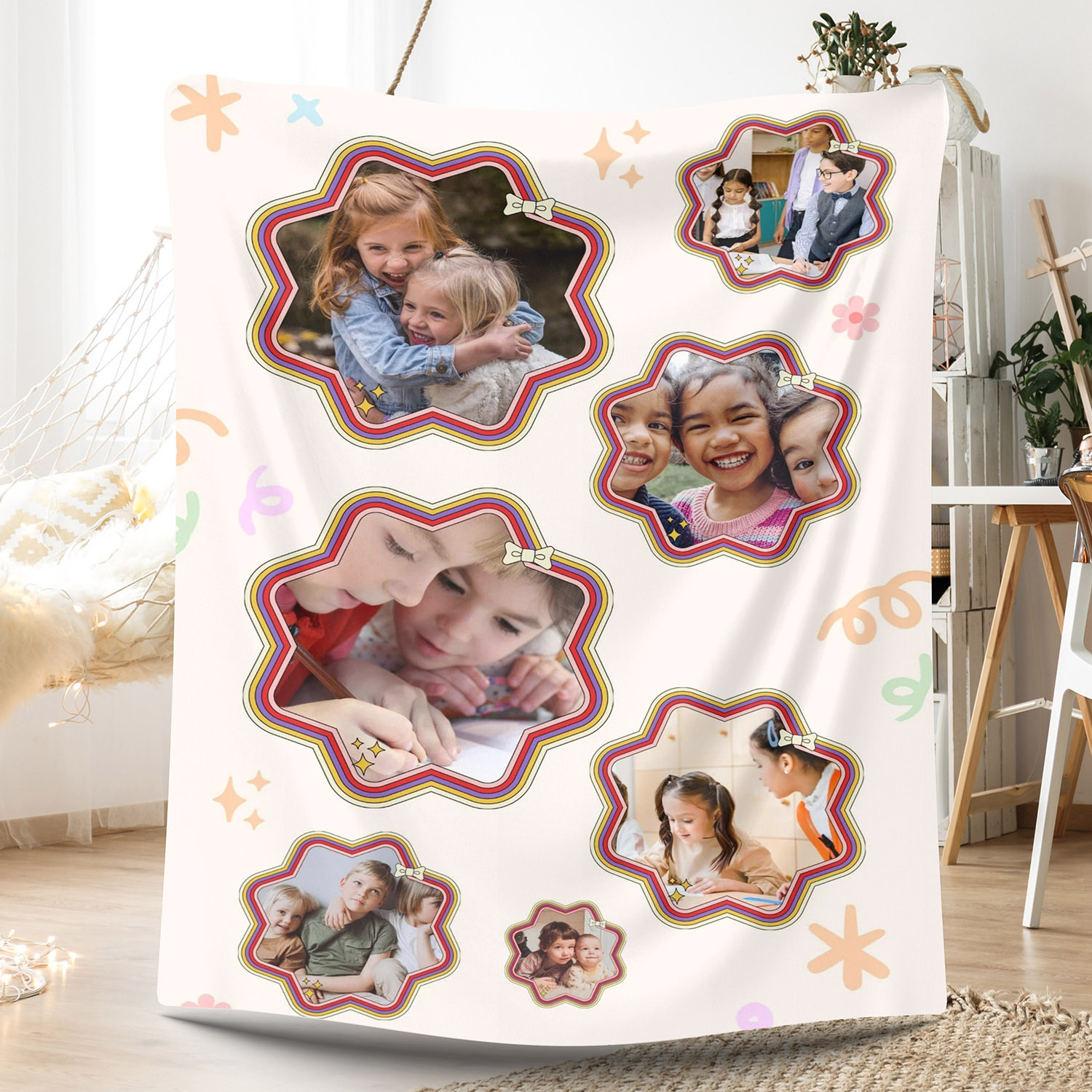 Custom 7 Photos Fleece Blanket Gift for Kids Baby