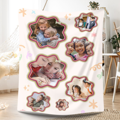 Custom 7 Photos Fleece Blanket Gift for Kids Baby