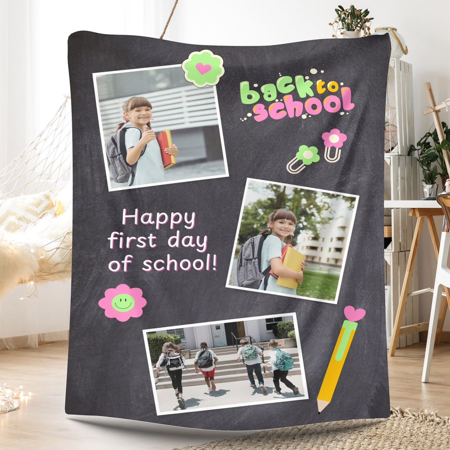 Custom Photos Fleece Blanket for Kids Students