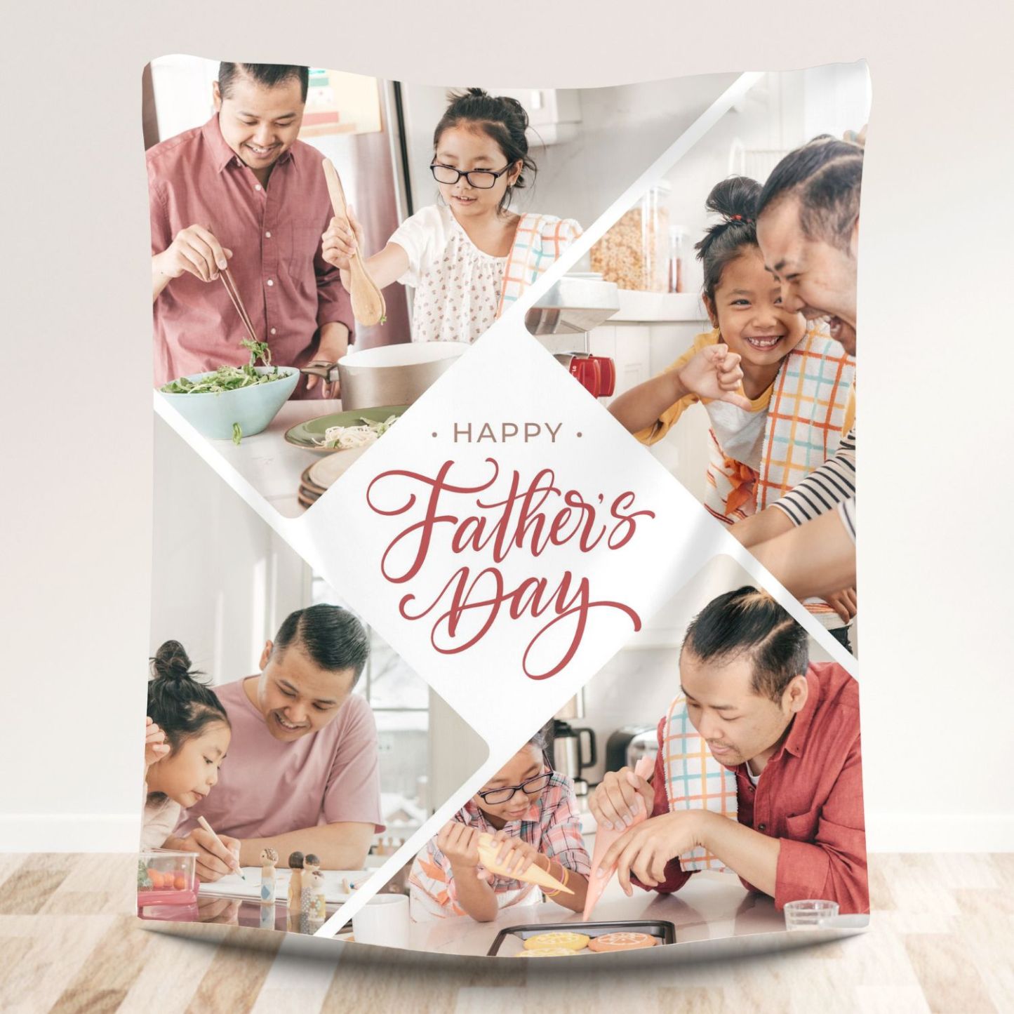 Father's Day 4 Photos Fleece Blankets for Dad