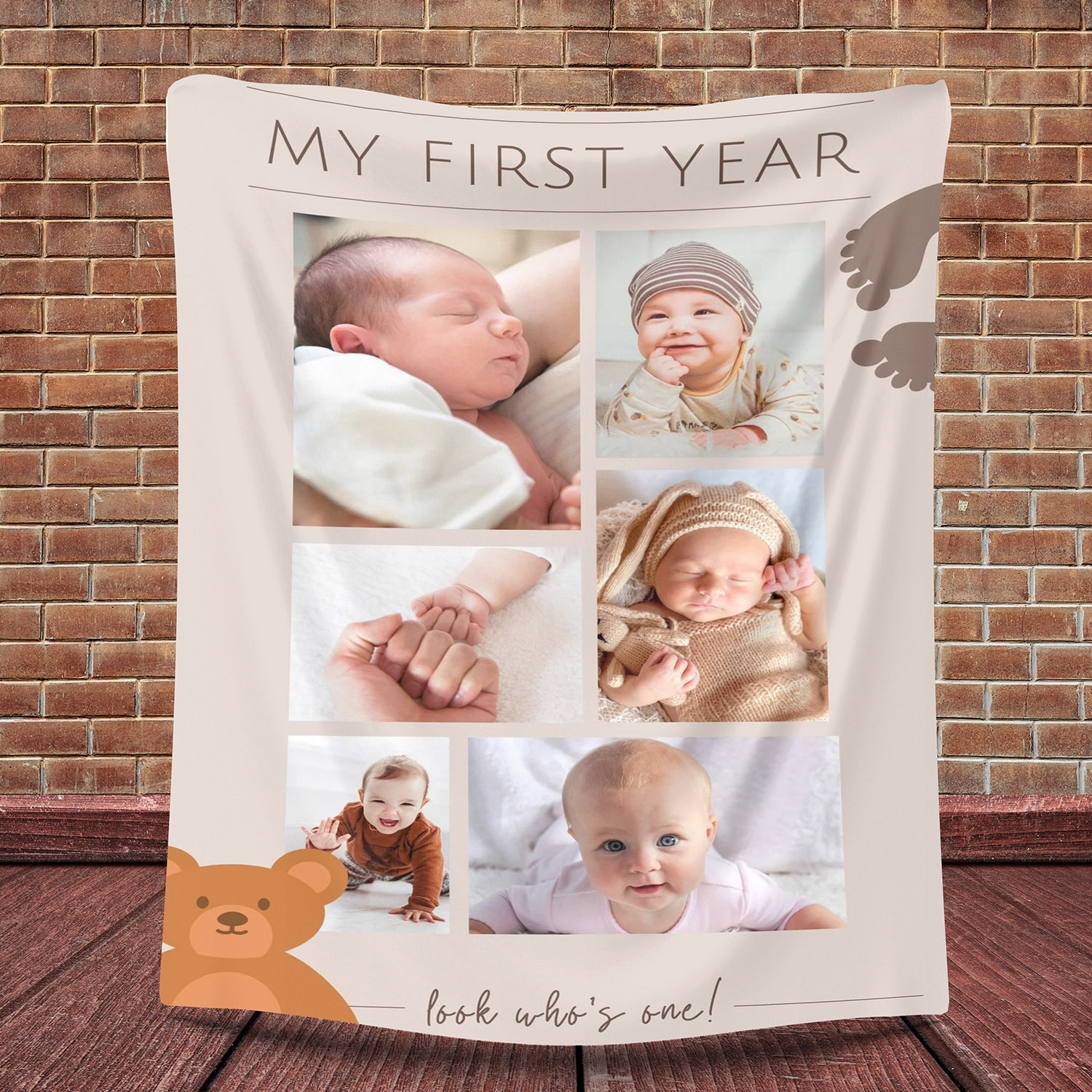 Custom 6 Photos Fleece Blanket for Baby Kids