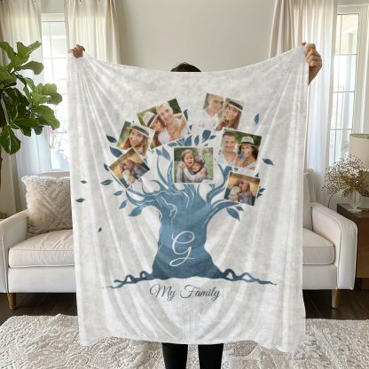 Family Tree 7 Photos Fleece Blankets