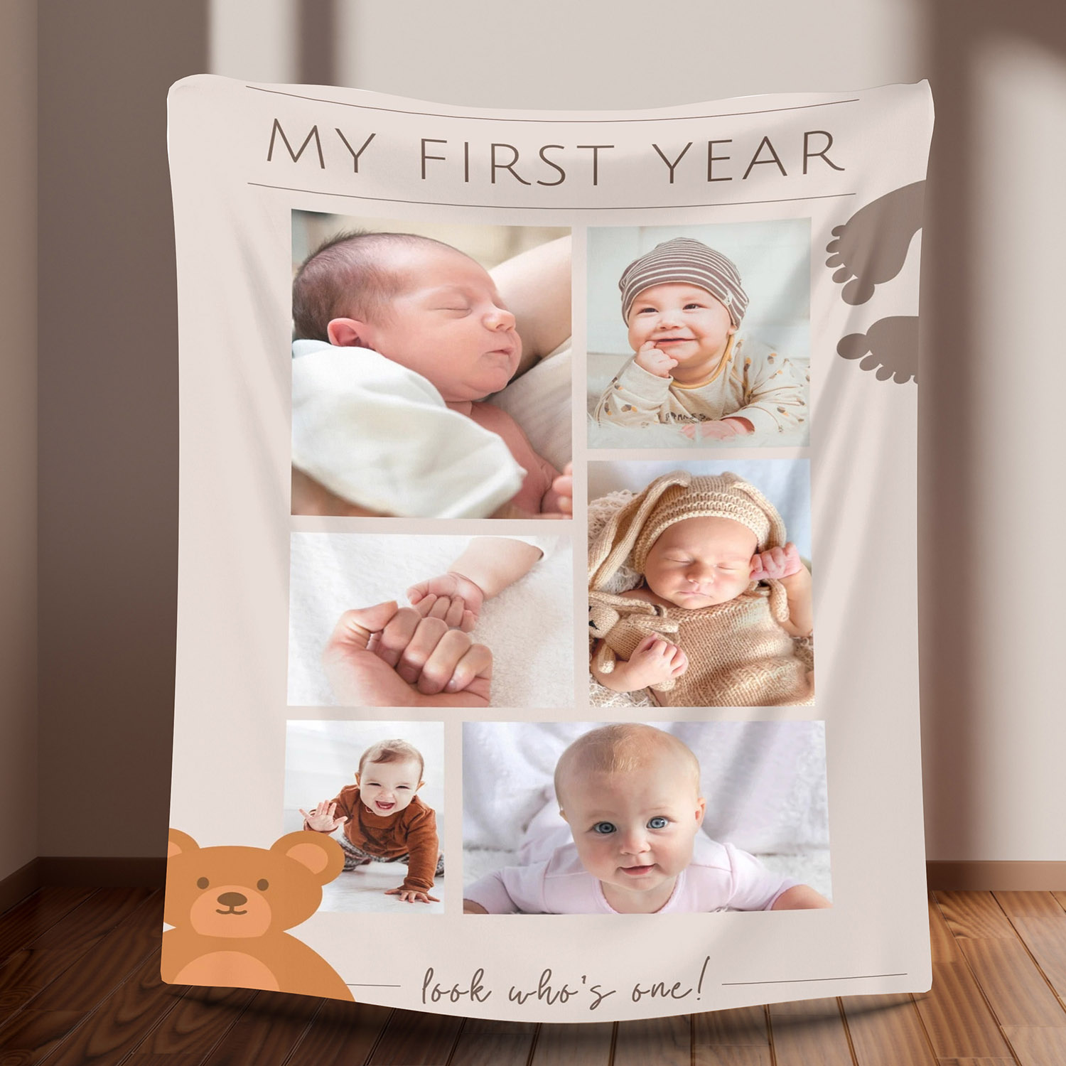 Custom 6 Photos Fleece Blanket for Baby Kids
