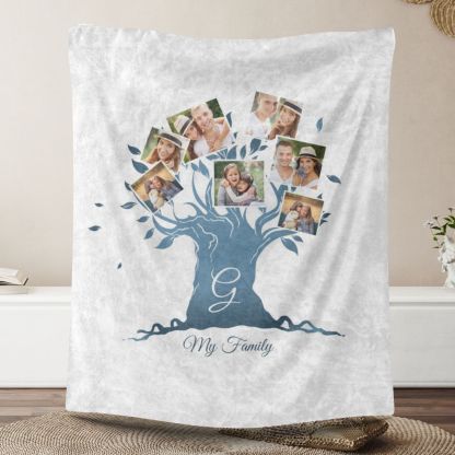 Family Tree 7 Photos Fleece Blankets