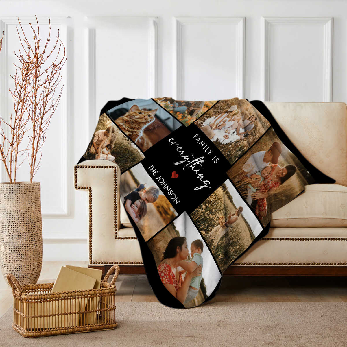 Family Is Everything 8 Photos Collage Blanket