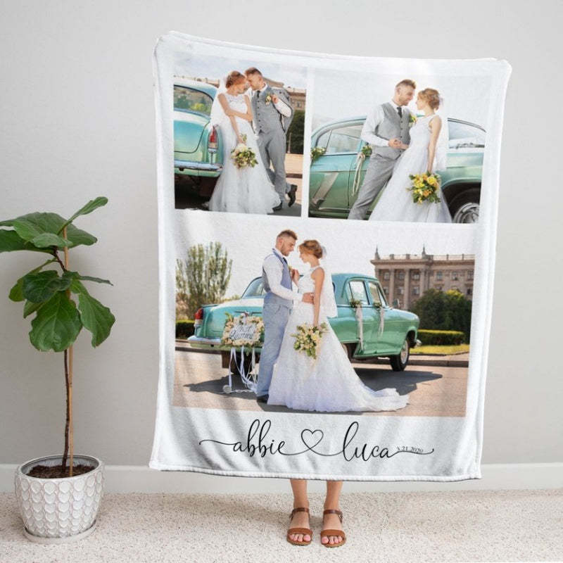 Personalized Multi-Photo Blanket for Couples