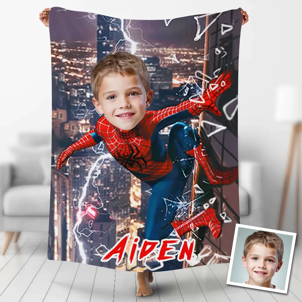 Personalized Photo Blanket Cool Superhero