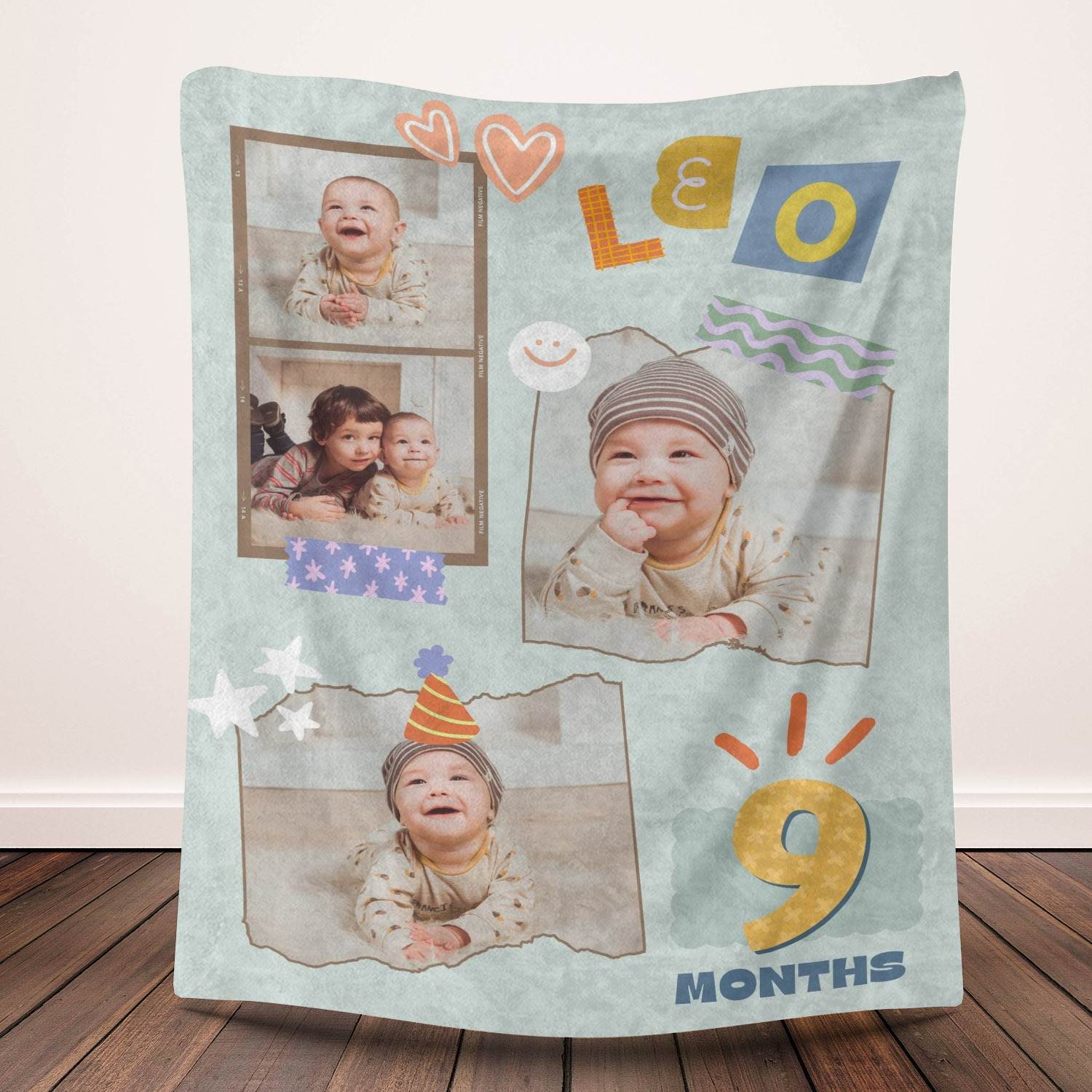 Custom 4 Photos Fleece Blanket for Lovely Baby Kids