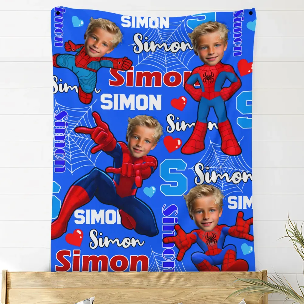 Personalized Photo & Name Superhero Blanket