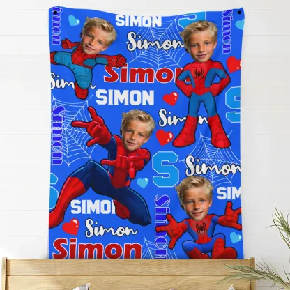 Personalized Photo & Name Superhero Blanket