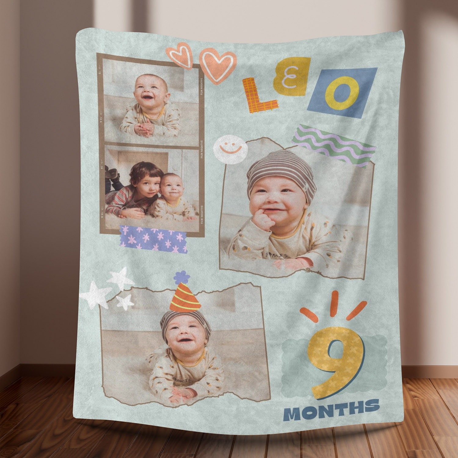 Custom 4 Photos Fleece Blanket for Lovely Baby Kids