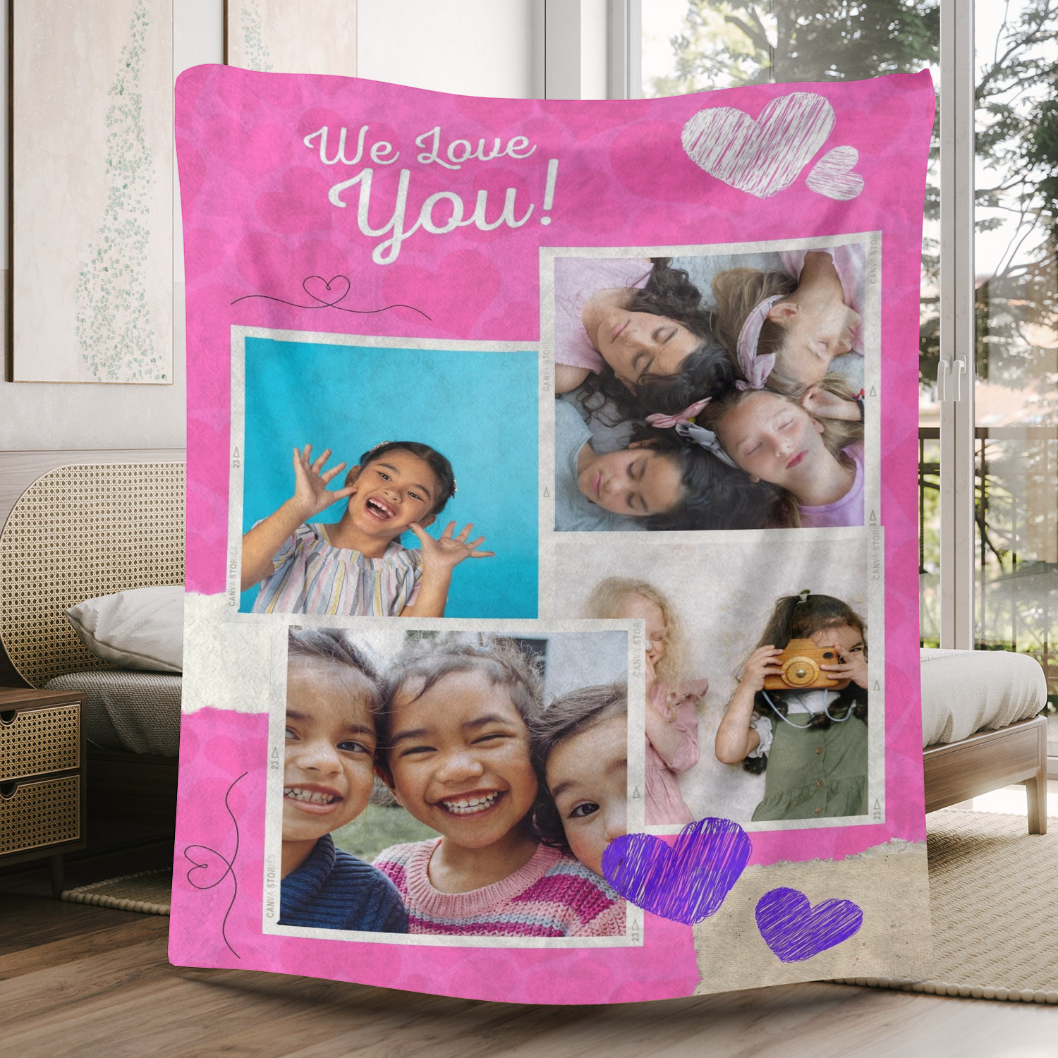 We Love You - Custom Photos Fleece Blanket for Baby Kids