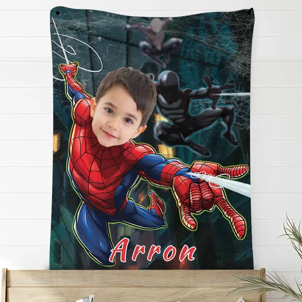 Custom Cartoon Superhero Fleece Blanket for Kids