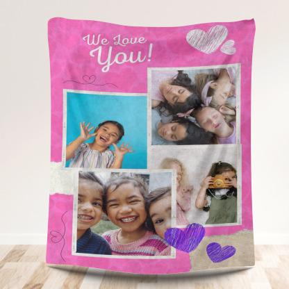 We Love You - Custom Photos Fleece Blanket for Baby Kids