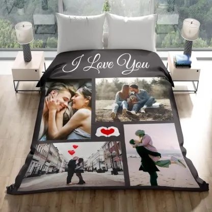 Couples Gifts Custom Blankets with Photos and Text Multiple Colors Sizes Soft Flannel Blankets Valentines Day Gifts