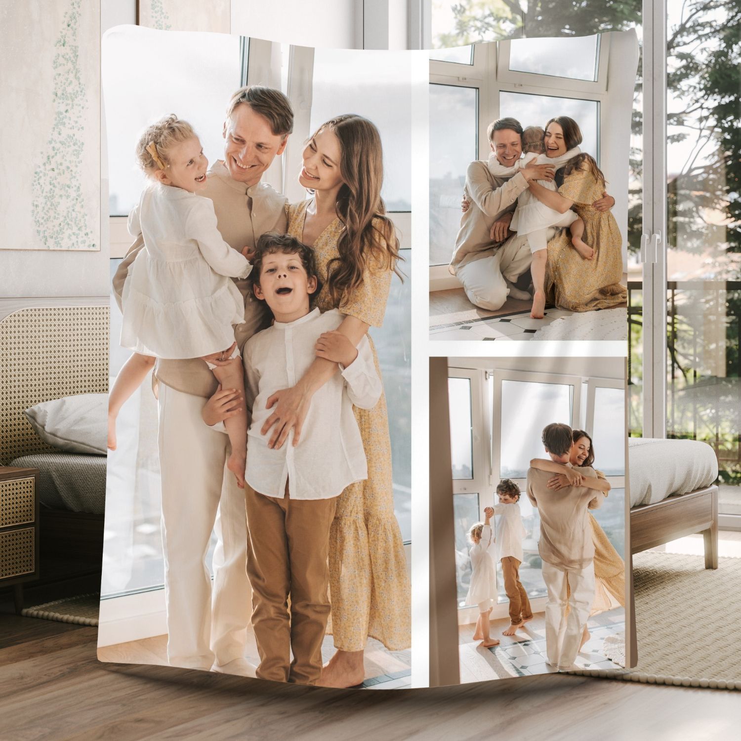 Custom 3 Photos Fleece Blankets for Family