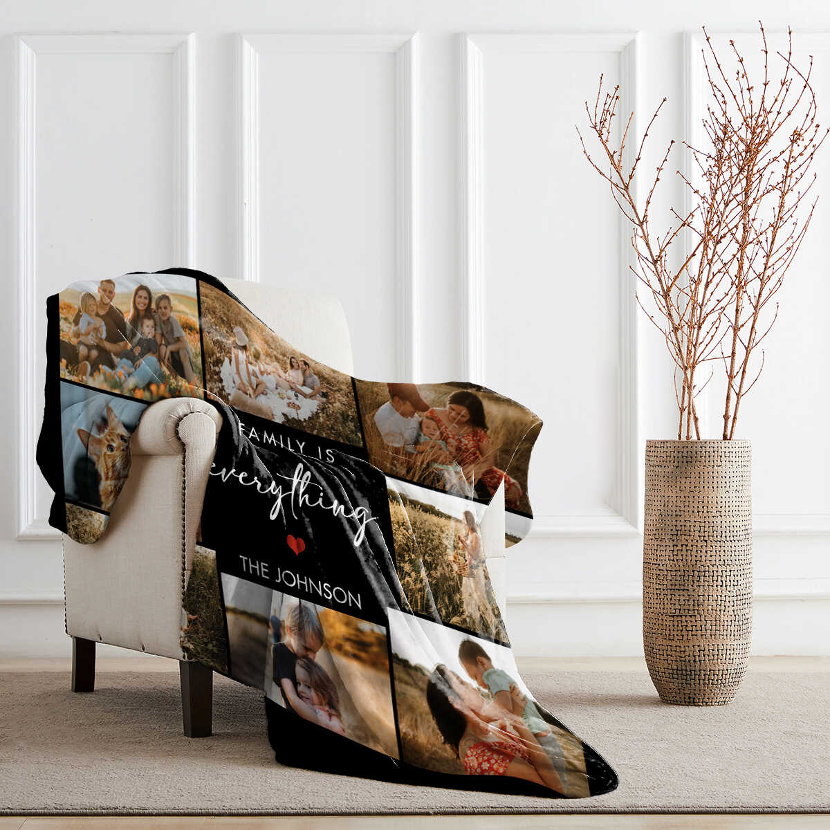 Family Is Everything 8 Photos Collage Blanket