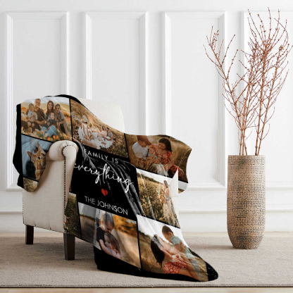 Family Is Everything 8 Photos Collage Blanket