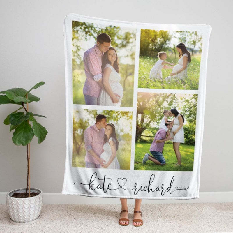 Personalized Multi-Photo Blanket for Couples