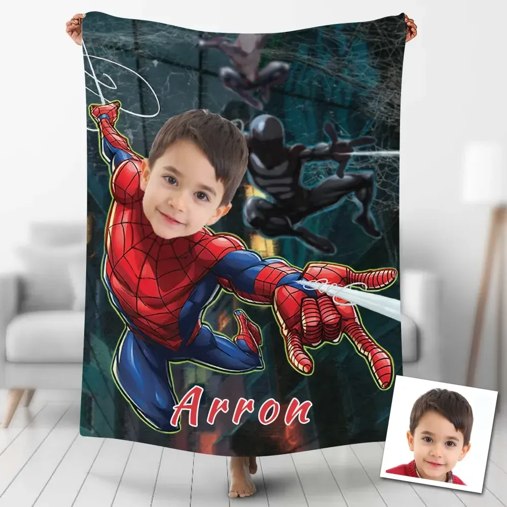 Custom Cartoon Superhero Fleece Blanket for Kids