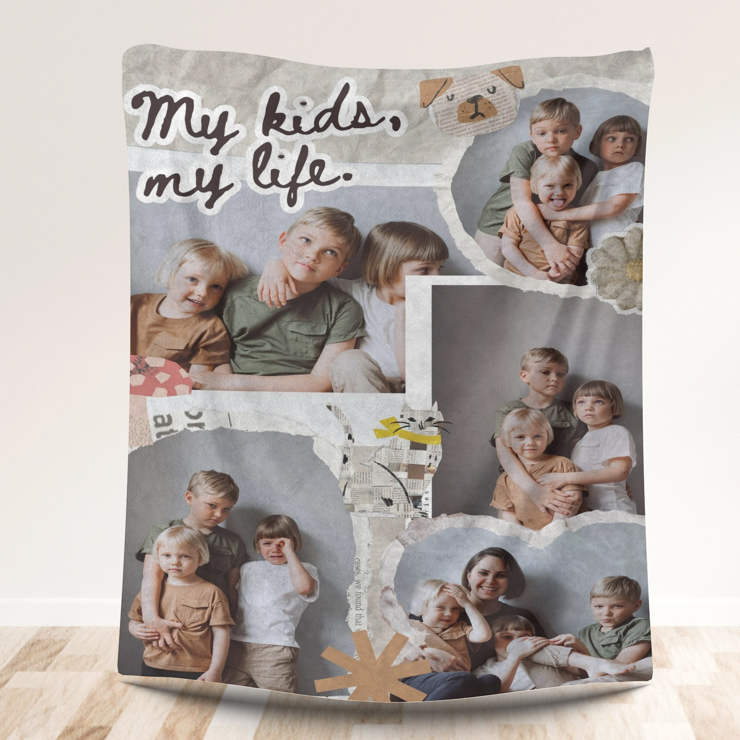 My Kids My Life - Custom Photos Fleece Blanket for Baby Kids