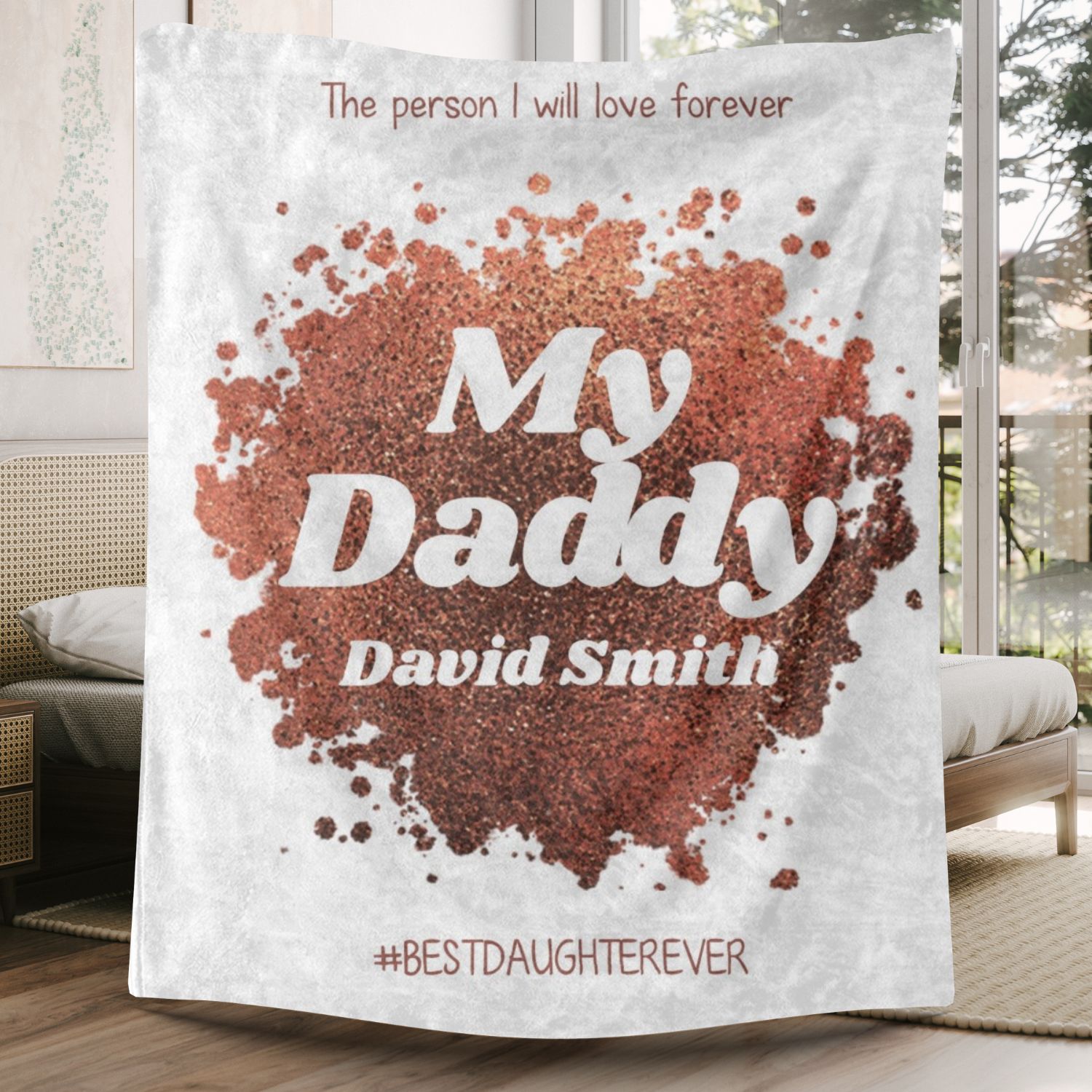 I Love Daddy Gold Fleece Blankets