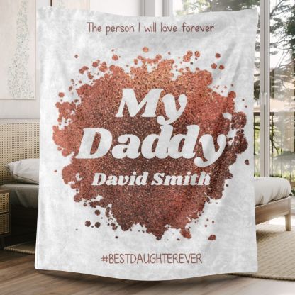 I Love Daddy Gold Fleece Blankets