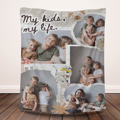 My Kids My Life - Custom Photos Fleece Blanket for Baby Kids