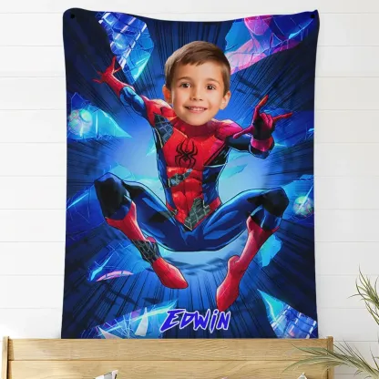 Personalized Photo Blankets Jumping Superhero Fleece Blanket