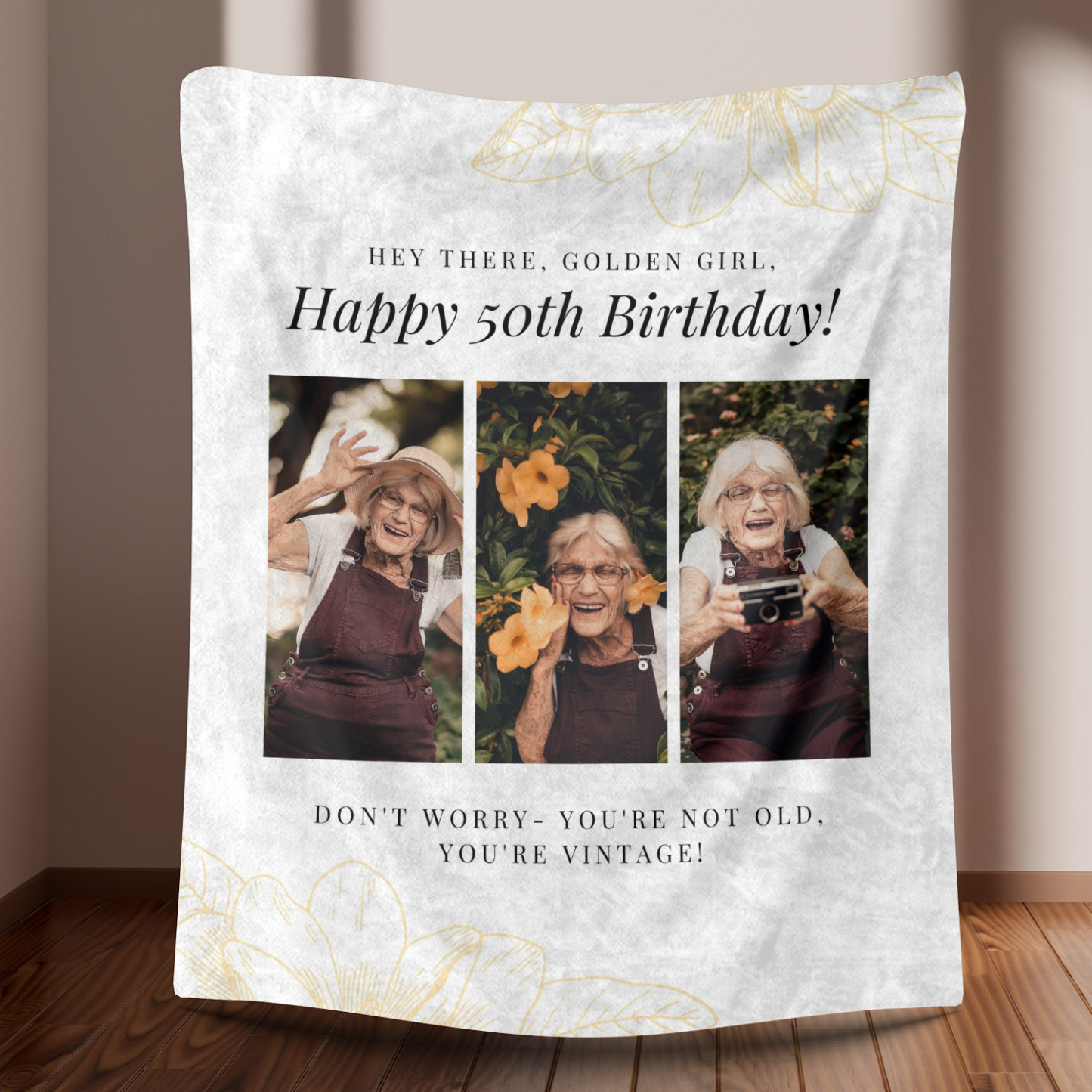 Custom Birthday Fleece Blanket - Happy 50th Birthday