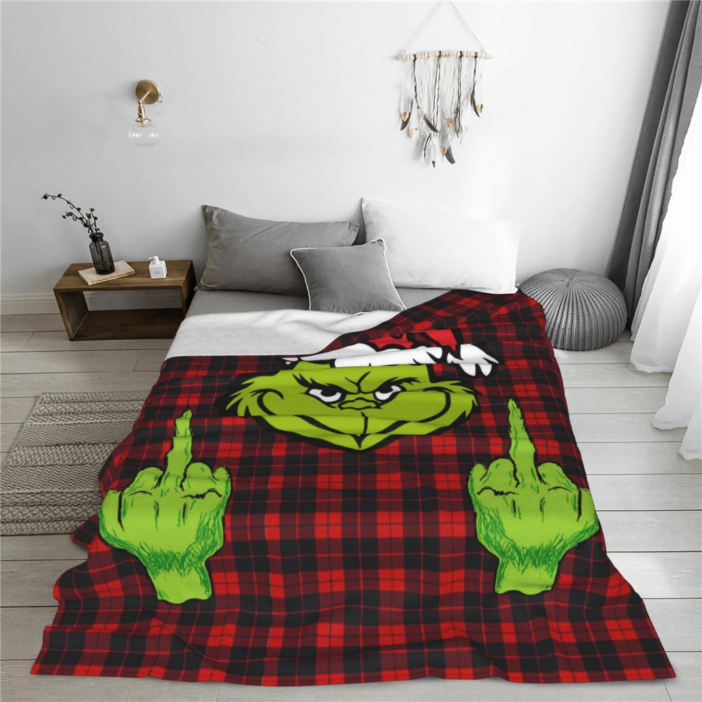 Funny Green Christmas Throw Flannel Fleece Blanket