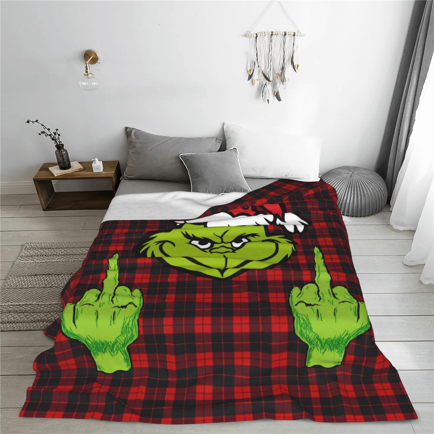 Funny Green Christmas Throw Flannel Fleece Blanket