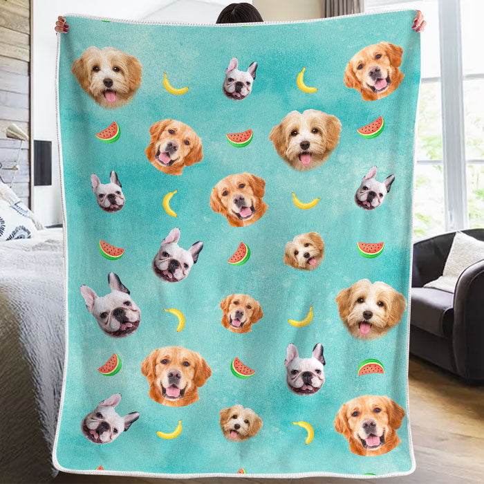 Lovely Pets And Fruit Icons - Personalized Custom Blanket