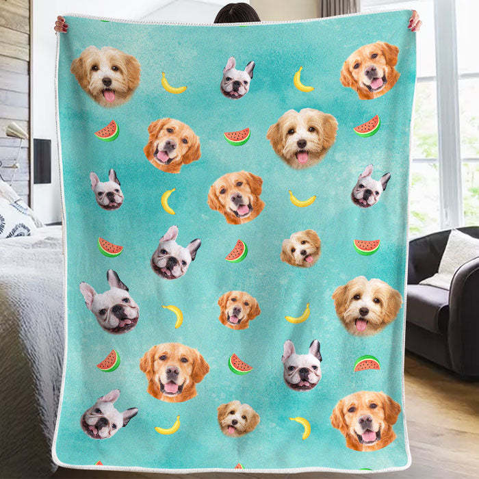 Lovely Pets And Fruit Icons - Personalized Custom Blanket