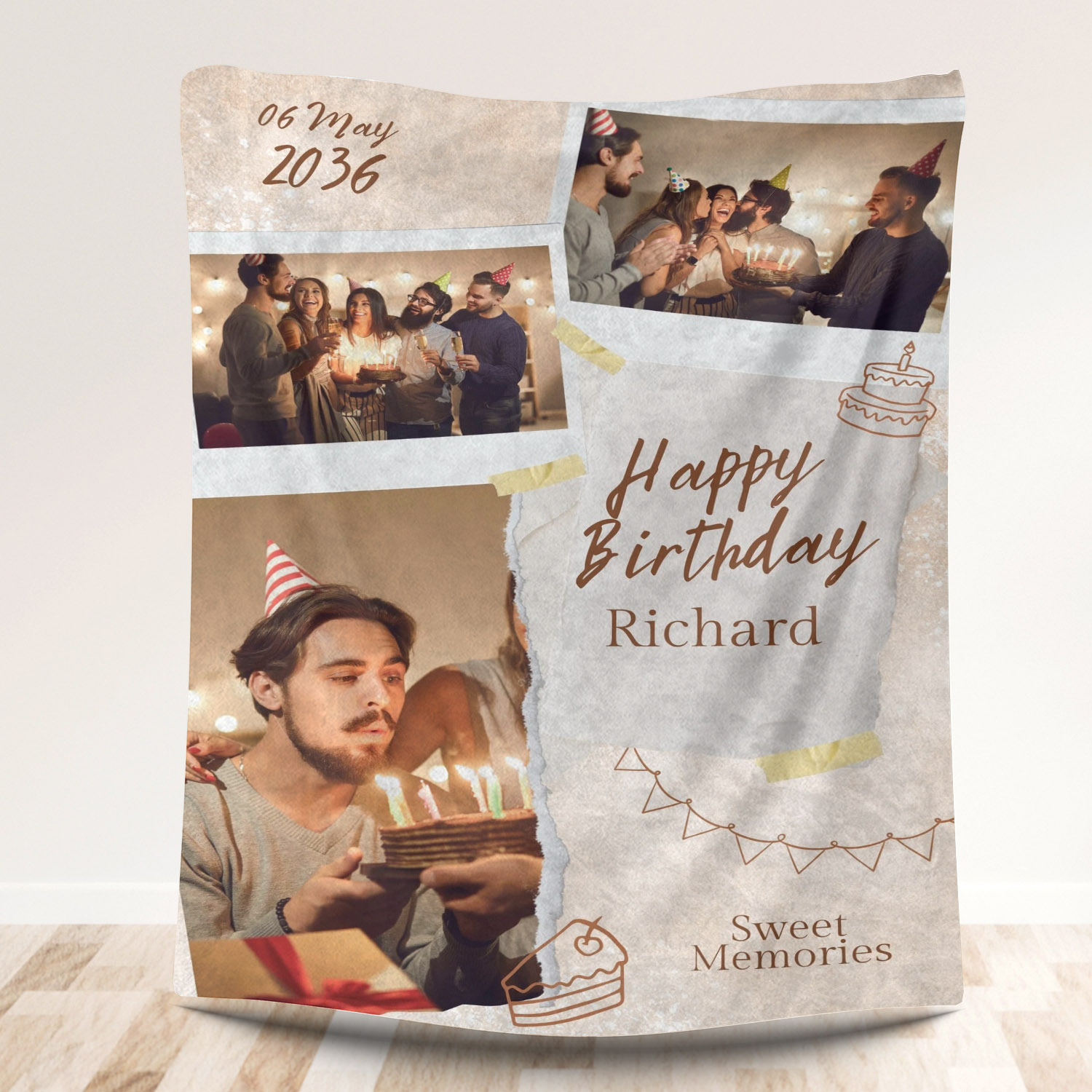 Happy Birthday - Custom Photo Fleece Blanket
