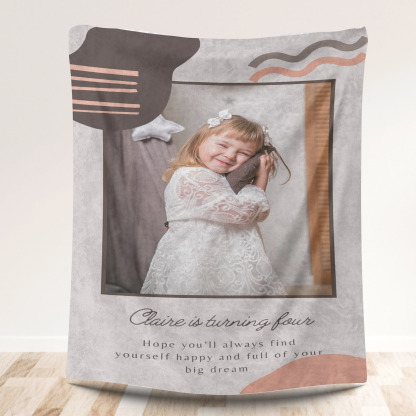 Happy Birthday - Custom Photo Fleece Blanket for Kids Baby