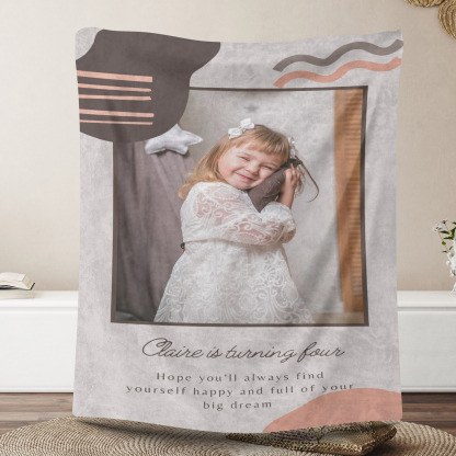 Happy Birthday - Custom Photo Fleece Blanket for Kids Baby