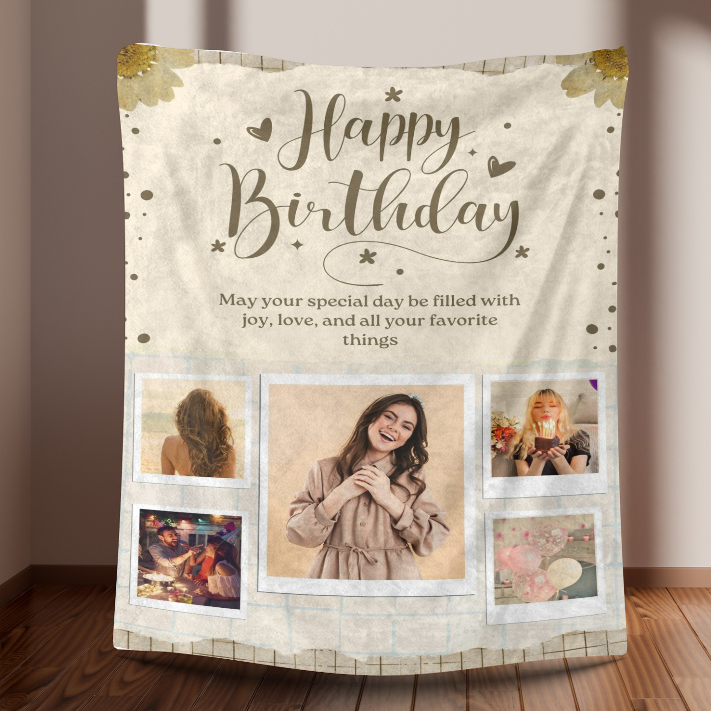 Custom Birthday Photo Fleece Blanket - Unique Gift