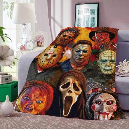 Halloween Scary Film Fuzzy Flannel Blanket