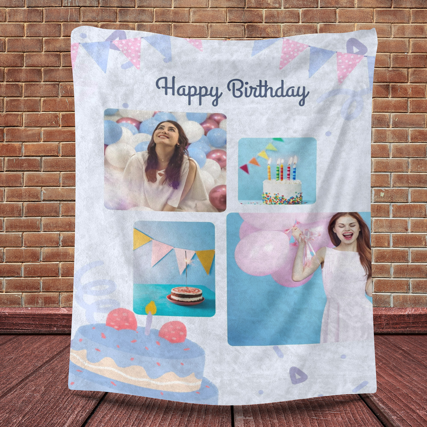 Custom Birthday Photo Fleece Blanket Gift