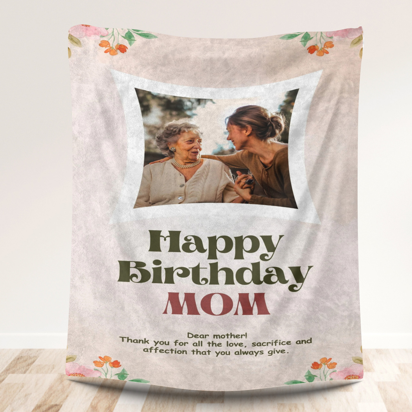 Custom Birthday Photo Fleece Blanket- Gift for Mom 