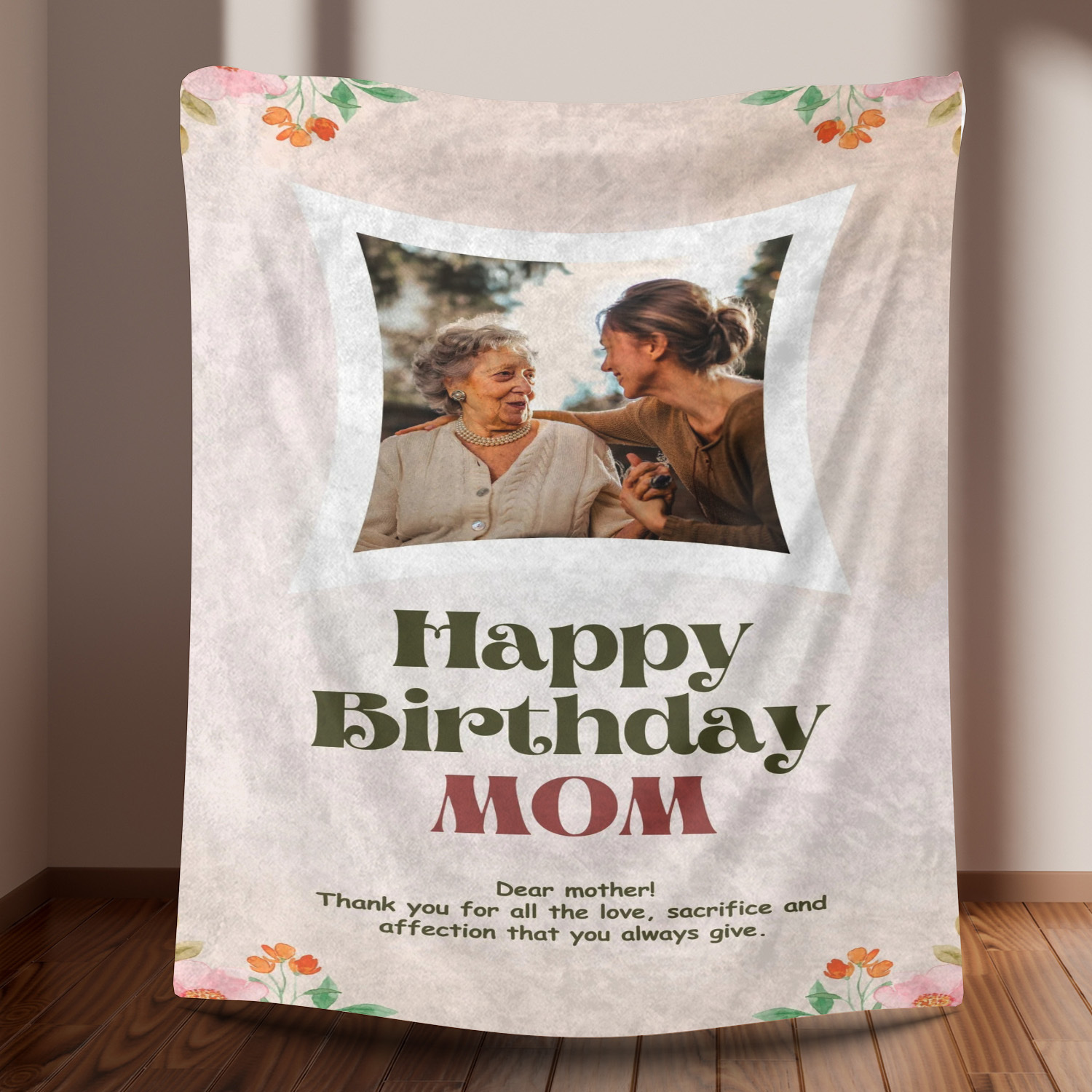 Custom Birthday Photo Fleece Blanket- Gift for Mom 