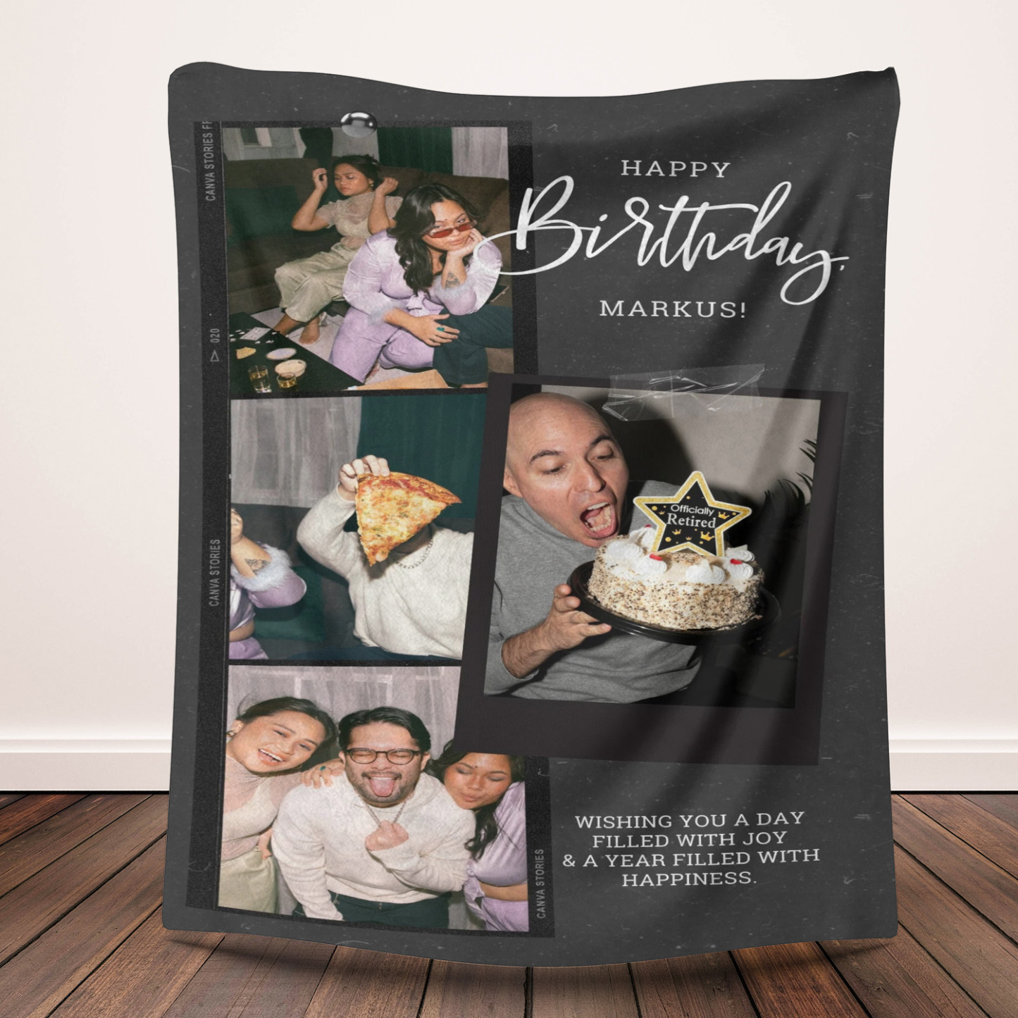 Custom Photo Fleece Blanket - Happy Birthday 