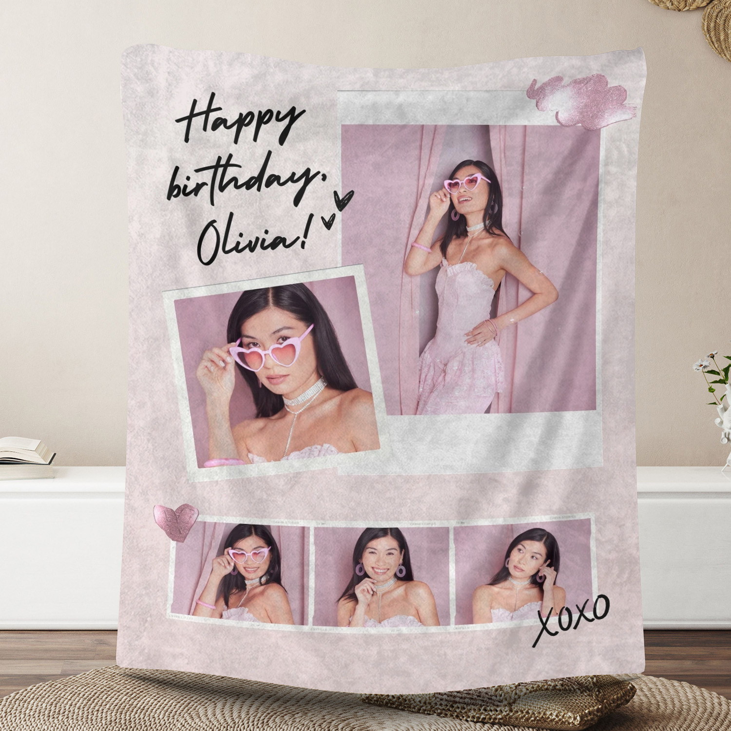 Custom Birthday Photo Fleece Blanket for Your Friends Family Lover