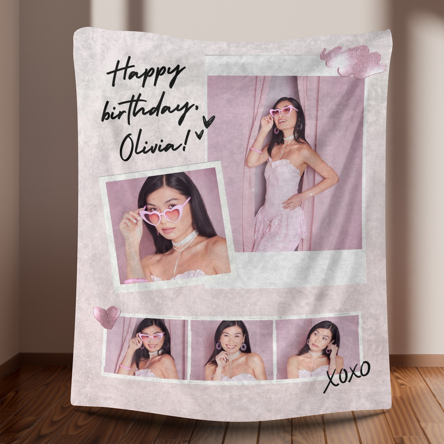 Custom Birthday Photo Fleece Blanket for Your Friends Family Lover
