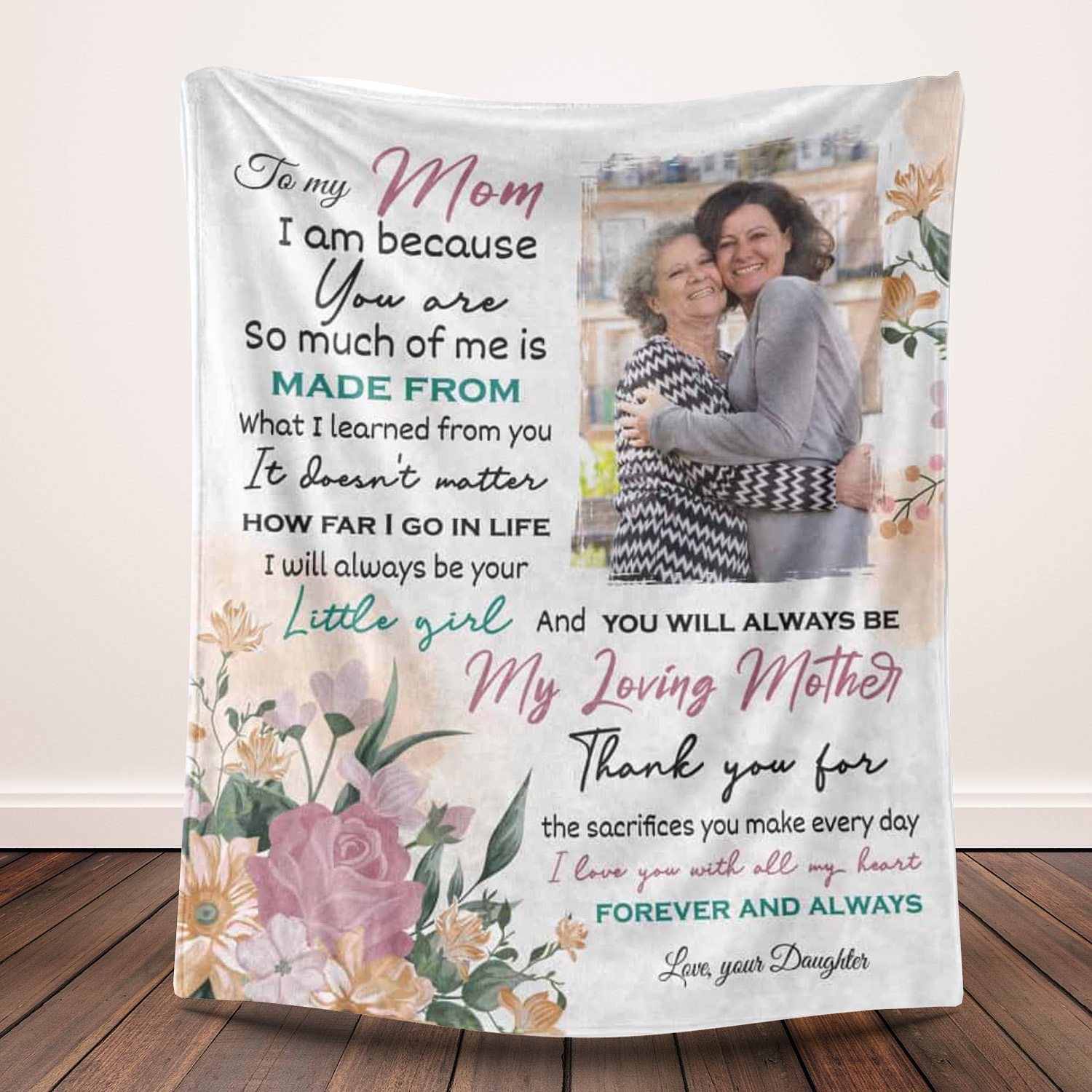 To My Mom, I Am Because You Are - Custom Letter Photo Blanket